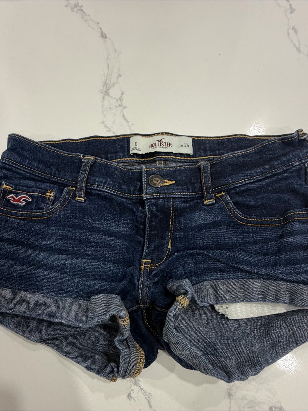 Vintage Y2K Hollister Ultra Low Rise Denim Shorts Size 0 W24